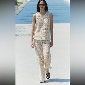 Zara wide leg crochet pants